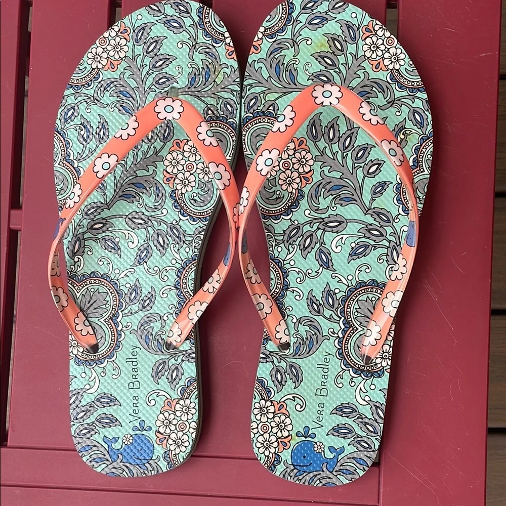 Vera Bradley Orange and Blue Sandals with Floral Design - Picture 2 of 5